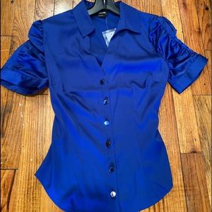 Blue Bebe Reba Banded Puff Sleeve Top